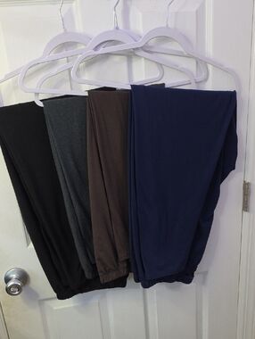 Bundle of Four Soft Stretch Pants in Black, Charcoal, Brown, Navy Size 4X